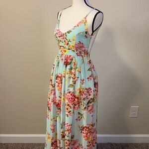 Beautiful floral long backless dress